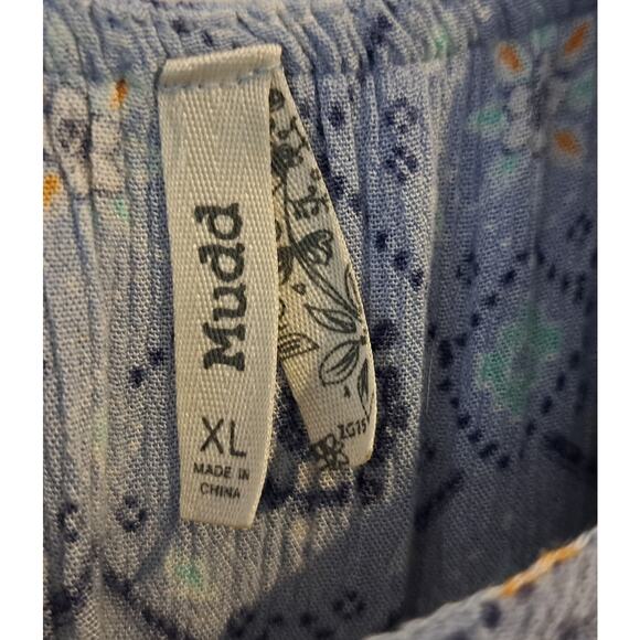 Mudd XL‎ Sundress Lt. Blue Geometric Pattern Maxi Boho - Picture 4 of 9